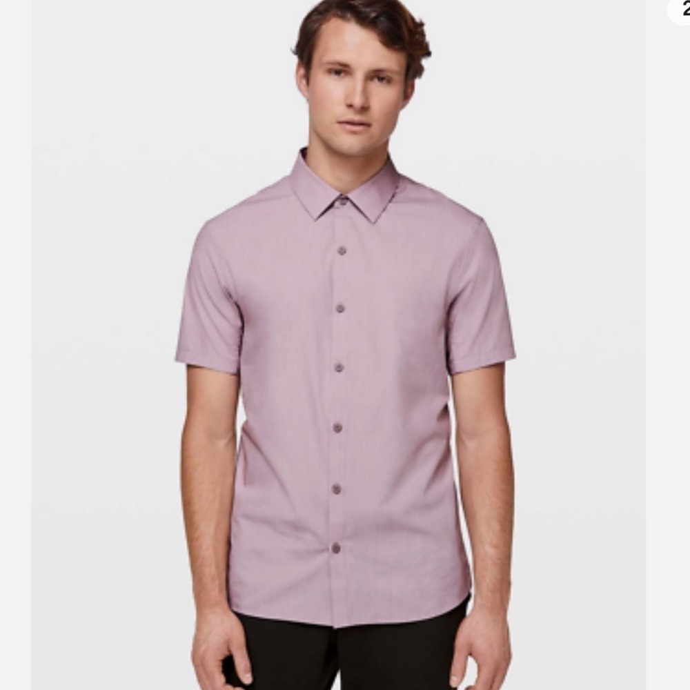 LULULEMON - Purple "Down to the Wire" Short Sleeve Button Shirt - Men's Small
